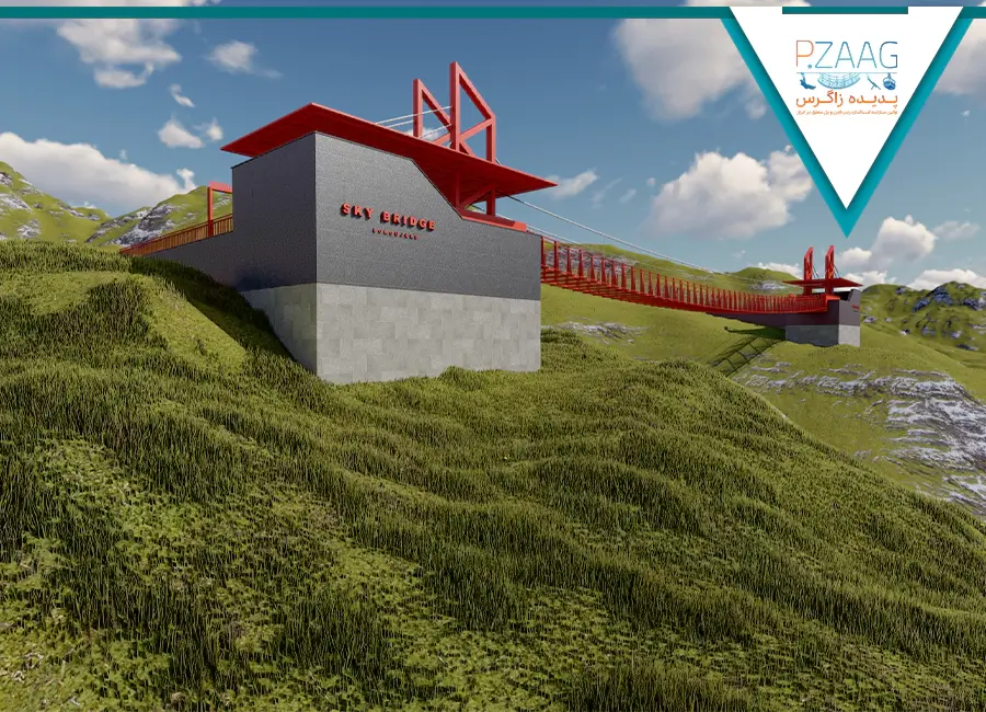 پروژه پل معلق فلزی نمای 1 پروژه پل معلق فلزی نمای 1