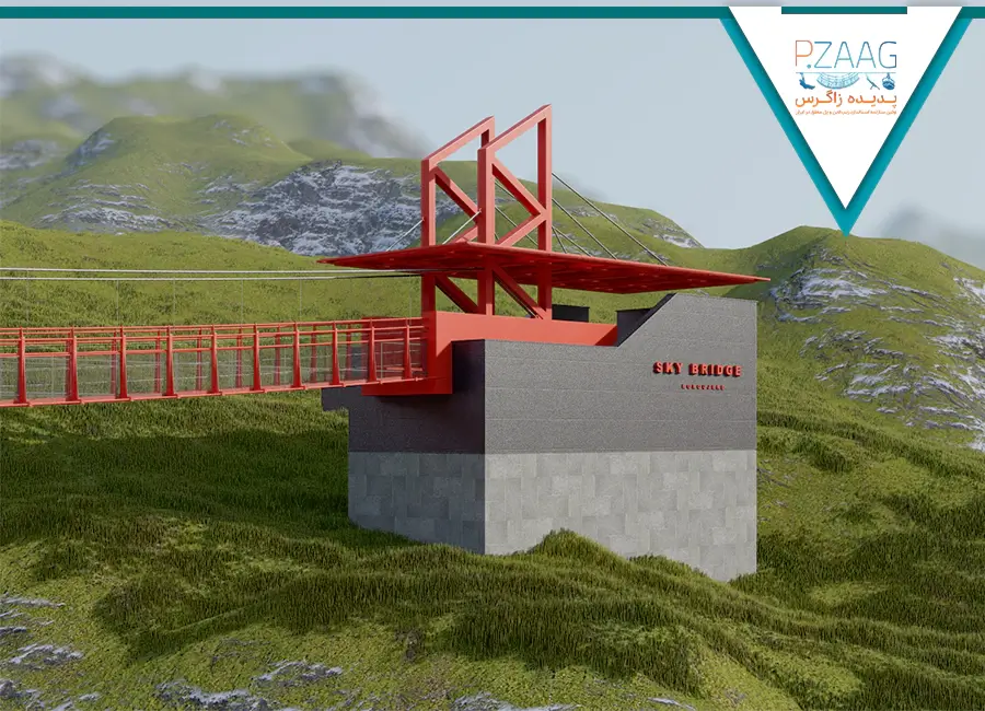 پروژه پل معلق فلزی نمای 2 پروژه پل معلق فلزی نمای 2