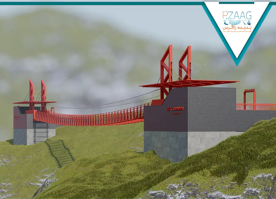 پروژه پل معلق فلزی نمای 4 پروژه پل معلق فلزی نمای 4