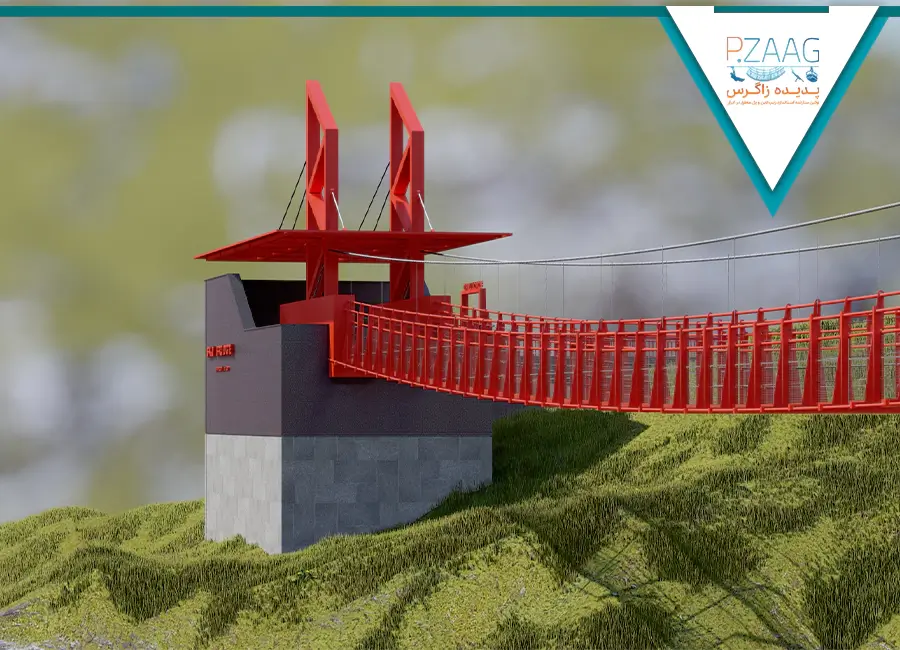 پروژه پل معلق فلزی نمای 5 پروژه پل معلق فلزی نمای 5